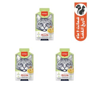سوپ گربه ونپی مدل meat broth با طعم مرغ کدوحلوایی و هویج وزن 150 گرم بسته 3 عددی